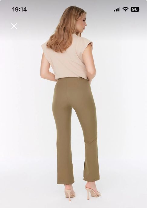 Pantaloni Khaki cu talie inalta si despicatura Marime XS/34
