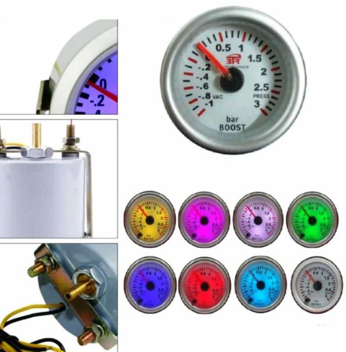 Уред за налягането на турбината Boost Meter RGB - 3 bar/52мм/7 цвята