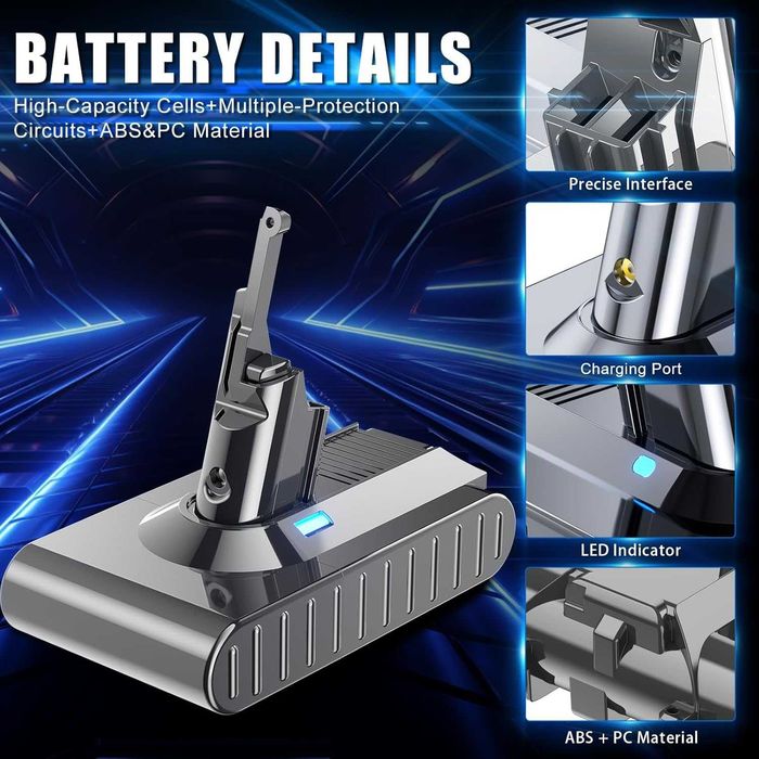 Батерия за Dyson V7, V8, V10, V11 - 6000mAh - високо качество Yaber