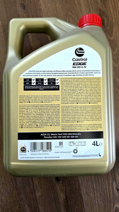 CASTROL EDGE 0W-20 LL IV - Оригинално, Ново, ТОП Спецификации VW, BMW