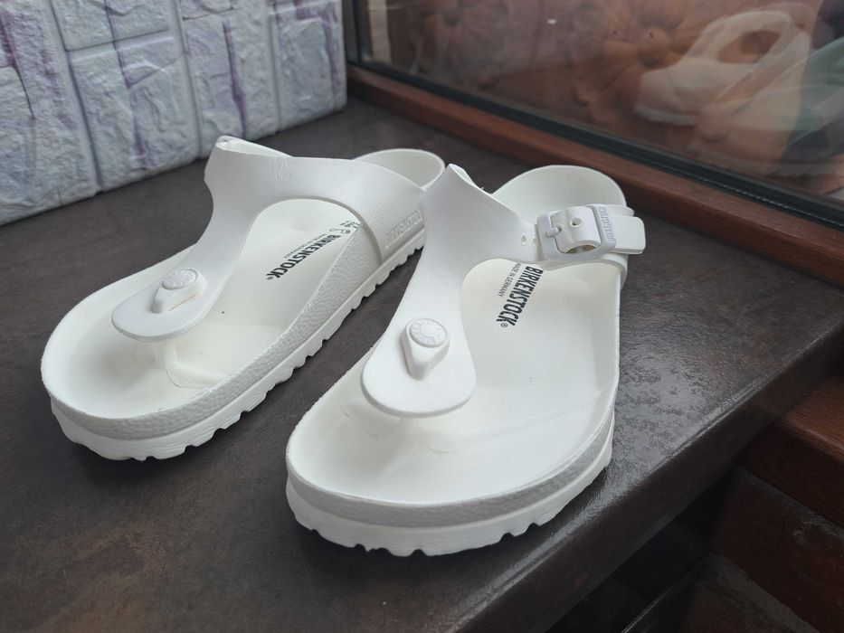дамски чехли,Birkenstock,летни отворени обувки,бели джапанки,37