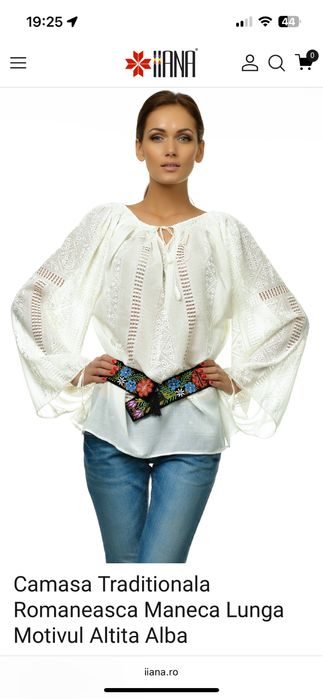 Ie albă – broderie manuală alb pe alb