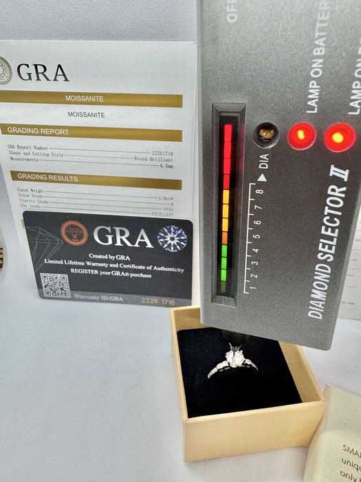 Сребърен пръстен с мойсанит (Диамант) 1 карат