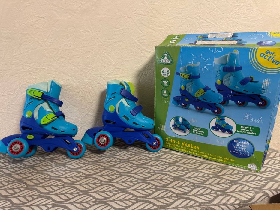 Ролики детские голубые 4-6 лет