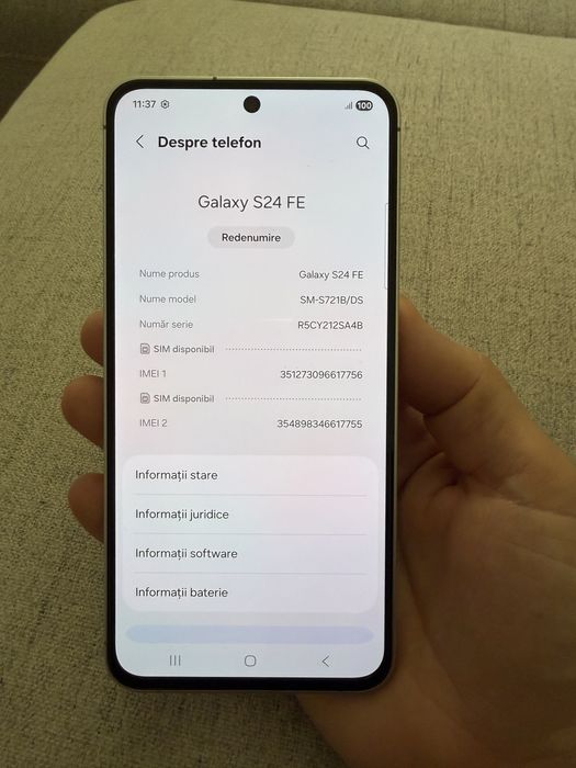 Samsung Galaxy S24 FE blue 128gb ca NOU