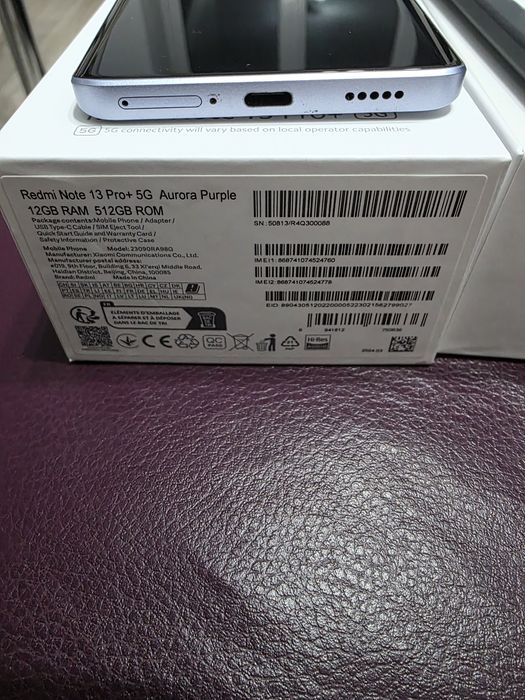 Vând Xiomi Note 13 Pro+  Aurora Purple ,12GB RAM,512 GB