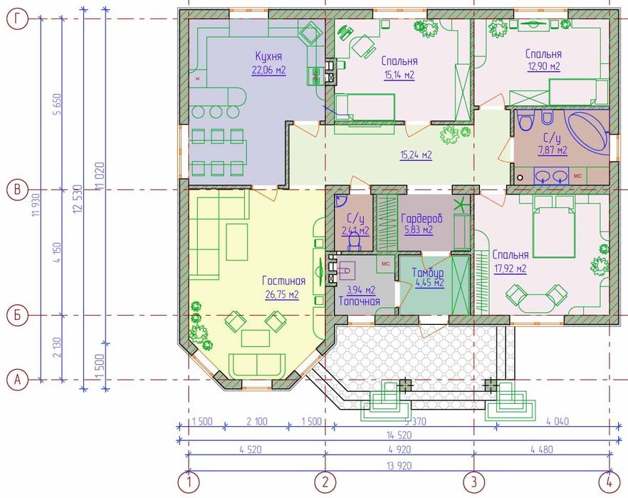 Участок с фундаментом