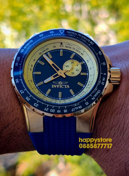 INVICTA Aviator Blue/Gold 50 mm, Инвикта нов ръчен часовник