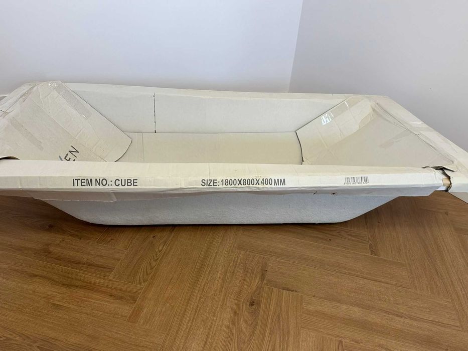 Cada baie 180x80 alba cu masca frontala si set scurgere