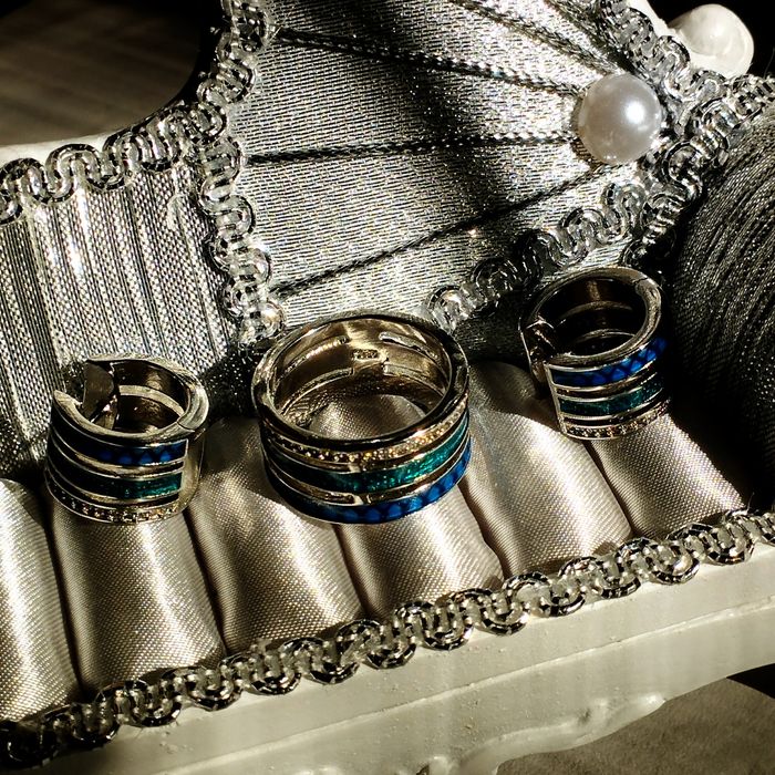 Серебряный Комплект Trinity с эмалью