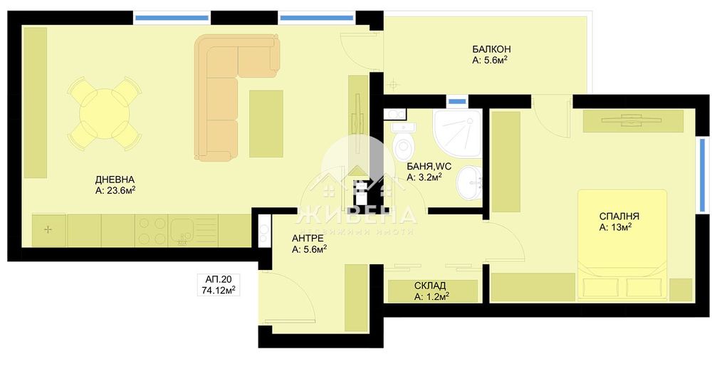 Продава се Двустаен апартамент в Варна, Гранд Мол Варна - 74 кв.м за 1172 €/кв.м - Снимка #1