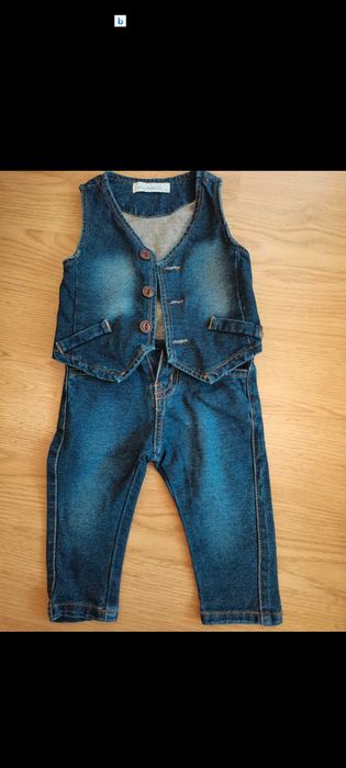 Set pantaloni + vesta blugi 3-6 luni Repanda