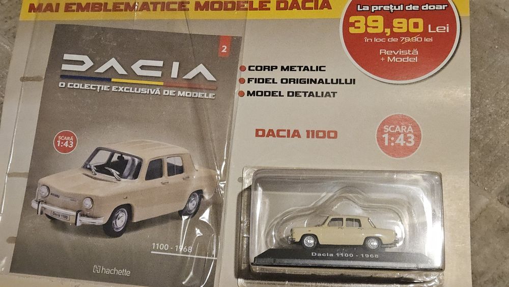 Machete Dacia  din colecția Hachette: Dacia 1100 și Dacia Logan 2005