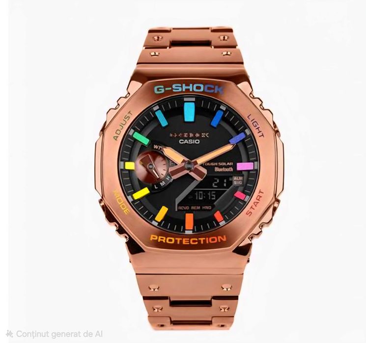 Ceas Sport Barbati Casio g shock gold roze Rainbow metal GM B2100D Nou, Garantie 2 ani