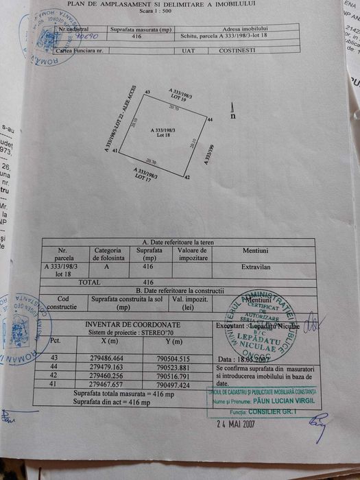 SUPER OFERTA !Vand teren 420 MP in CostinestI , VECINATATE NIBIRU ,