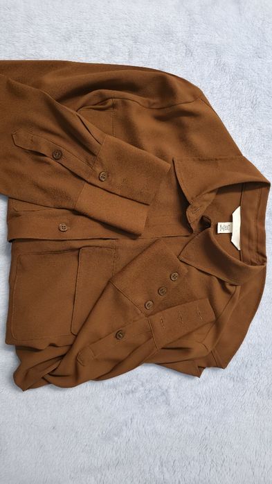 Cămașă din crep de bumbac damă H&M, maro, marimea XS