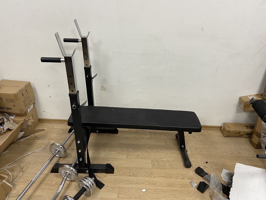 Pachet sala Banca+gantere+bara Z+Bara piept reglabile profi 45 kg noi
