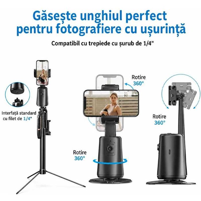 Stabilizator Inteligent NTS7 cu Auto Face Tracking, Rotire 360°, Live Streaming si Videocall NITU