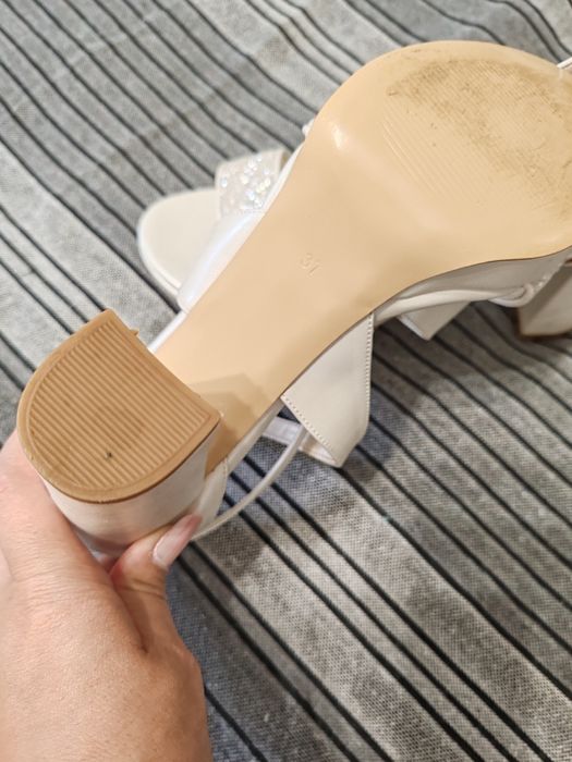 Sandale albe/ivory mireasa cununie nunta