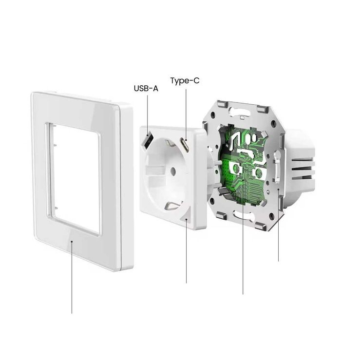 AVATTO N-WOT10-USB Интелигентен стенен контакт – 16A EU