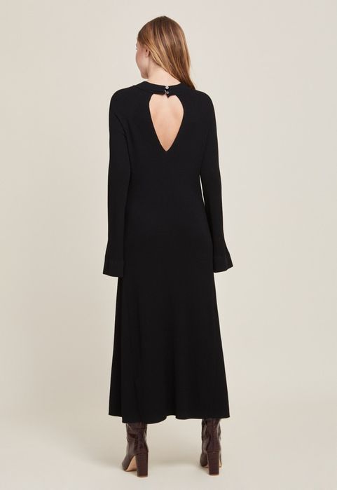 Rochie neagra lunga din vâscoză Stefanel