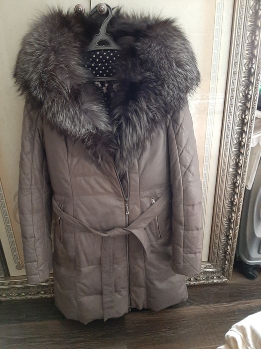 Продам кожаный плащ пуховик