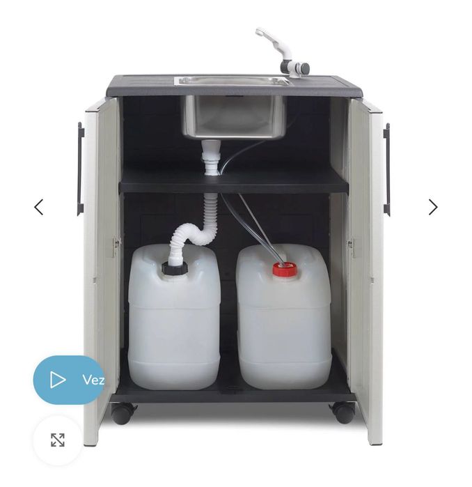 Chiuvetă mobilă Outdoor – cu rezervoare apă, ideală terasă / grădină