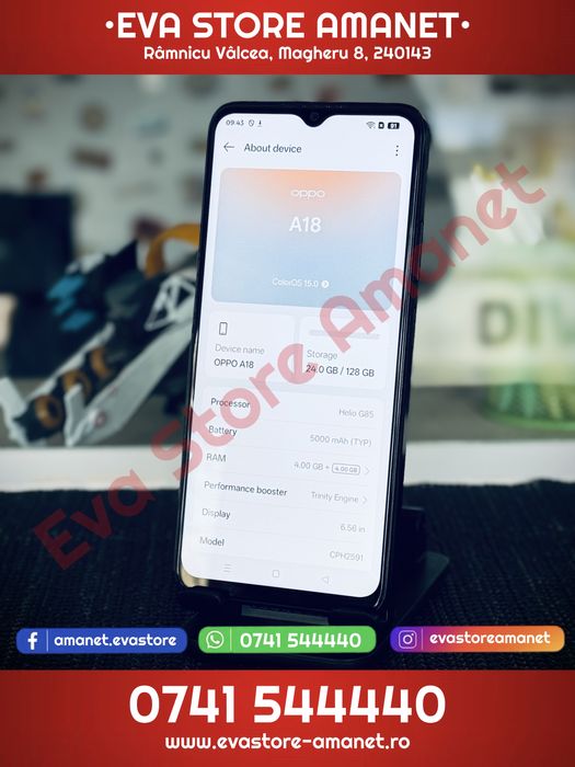 OPPO A18 Glowing Black 128GB 4+4GB RAM Dual SIM