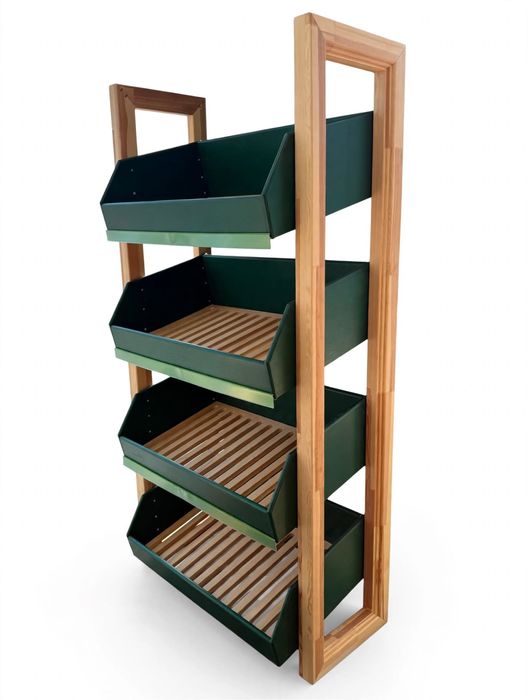 Pachet mobilier aprozar lemn 5 piese - Gondola 2,5x1,5m 16 sertare + 2 insule