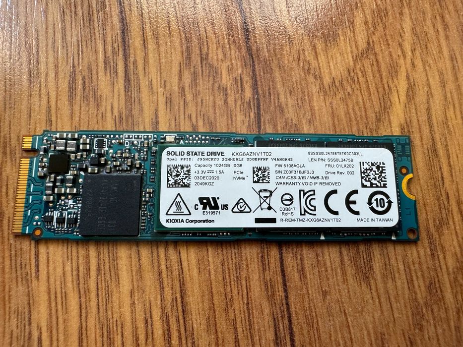 1000GB 1TB SSD NVMe Kioxia 2280 Gen 3 x4 PCIe