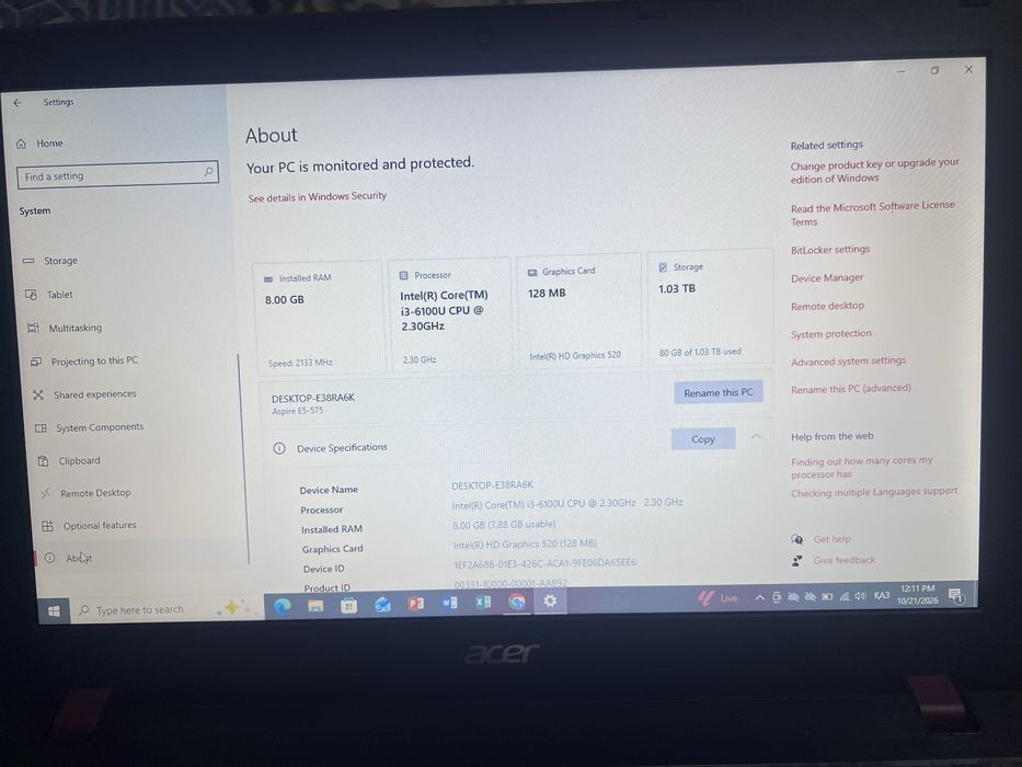 Ноутбук Acer aspire e5