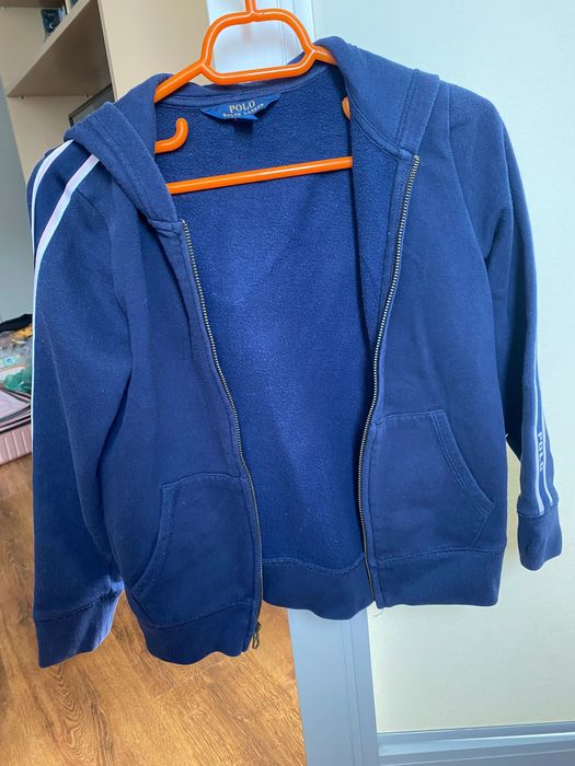 Pulover Polo Ralph Lauren, 8-10 ani, unisex, albastru, bumbac, fermoar