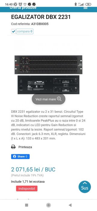Egalizator dbx 2231 ca Rane Klark teknik Dynacord