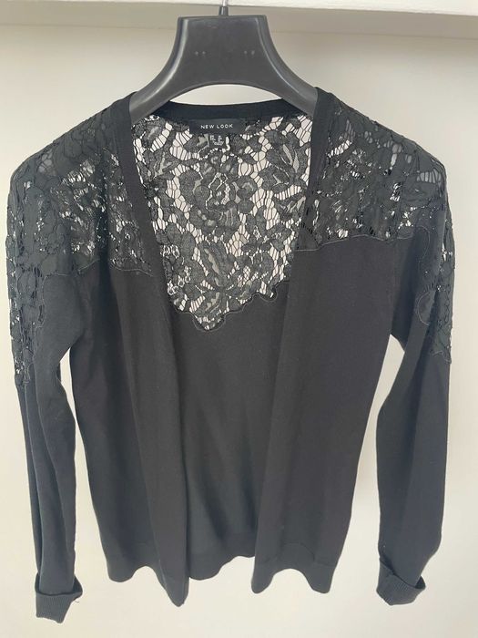 Bluza eleganta, neagra, marimea 40, cu dantela frantuzeasca