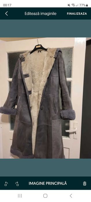 Cojoc natural ( oaie ) dama culoarea gri