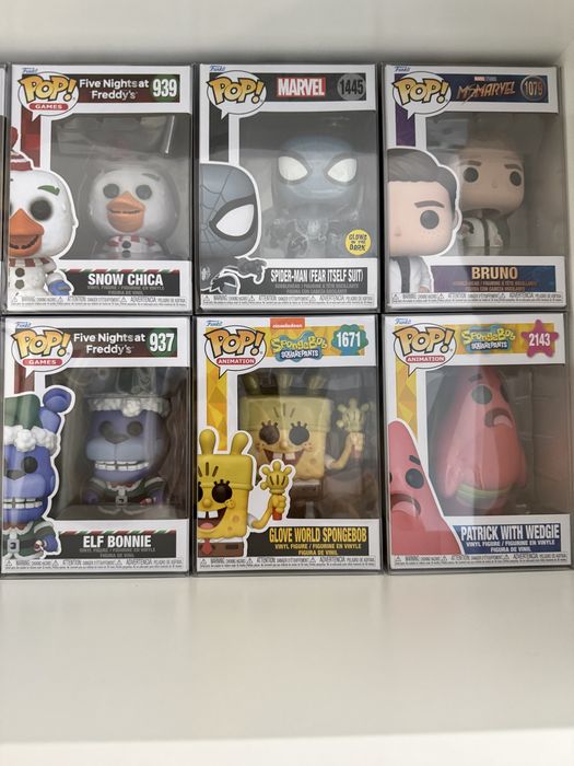 Фигурки Funko pop Fnaf, Spongebob, Marvel