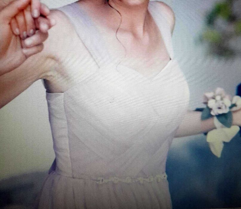 Официална дълга рокля, светло розово, тюл