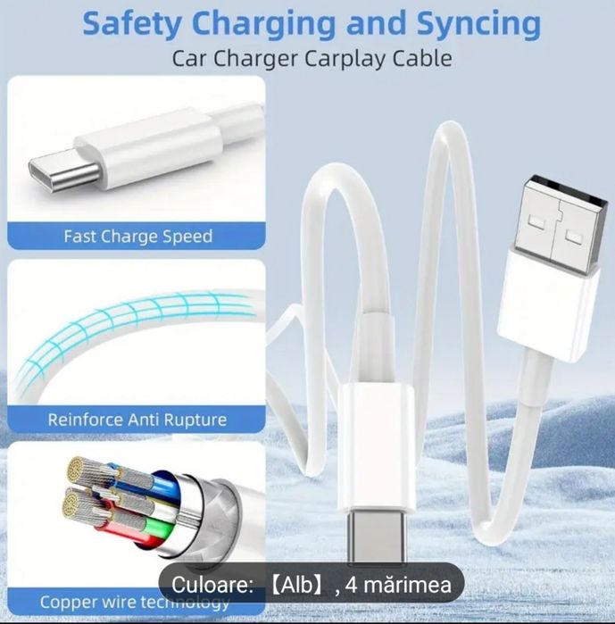 Cablu de Încărcare Rapidă Type-C, Cablu USB-A la USB-C