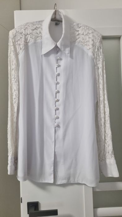 Bluza alba matase dantela 42 Esmer