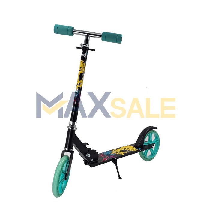 Детска тротинетка скутер scooter сгъваема черно синьо жълто играчки