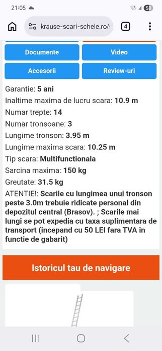 Vând scară Krause formată din 3 tronsoane a câte 14 trepte