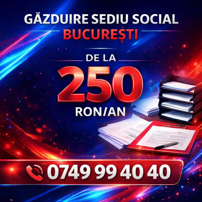 DE LA 250 RON/AN Găzduire Sediu Social București – Rapid și Legal