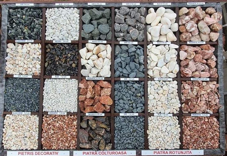 Piatra decorativa ornementala neagra, rotunjita gradina alb gri rosie