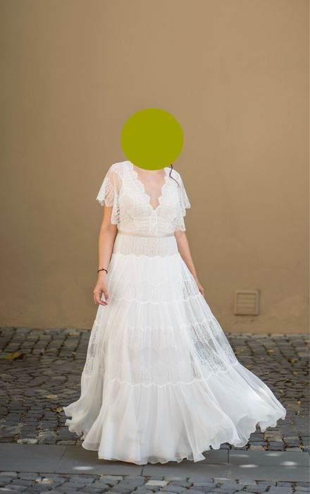 Rochie de mireasa in stil boho din matase si voal (Divine Atelier)