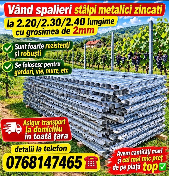 Vând spalieri stâlpi zincati metalici