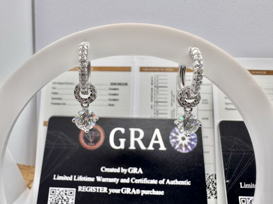 Сребърни обеци с мойсанит (Диамант) 0.5 карата