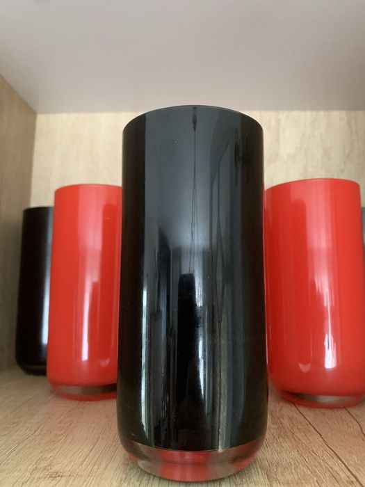 Set 6 Pahare Rosu Negru