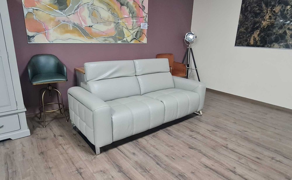 Сив кожен диван тройка "Marvella"