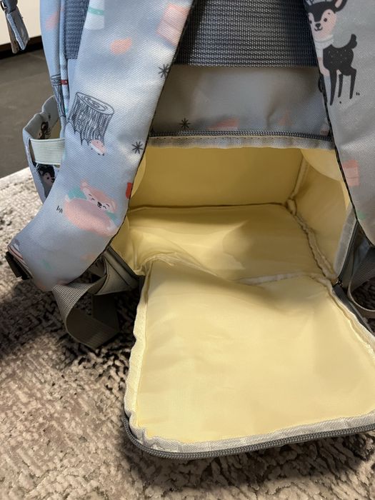 Раница NUBI BEIKOU за бебешки принадлежности, USB вход, еленчета/сива