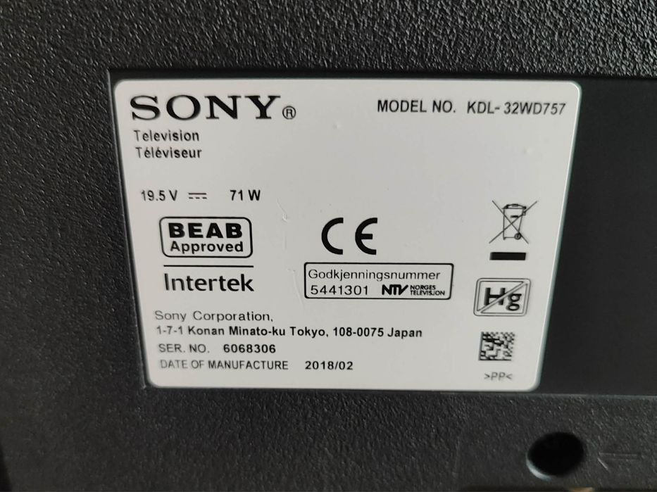 SONY LED Smart TV 32" - KDL - 32WD757